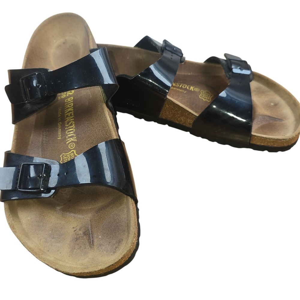Birkenstock 270 Black Double-Buckle Adjustable Slide Sandal Size 42 Cork Bottom